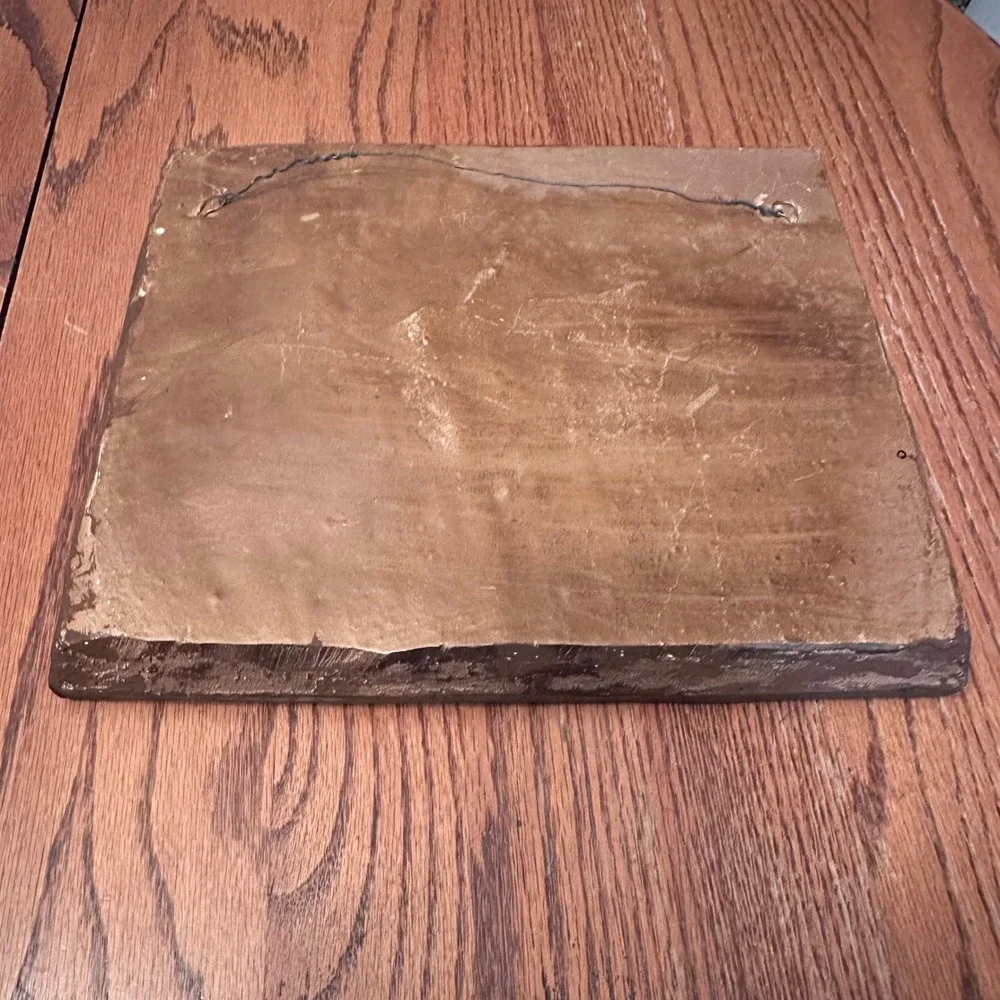 Vintage PRR Steam Train 3D Relief Wall Art Plaque Brown Gold 11x9‎ Railroad